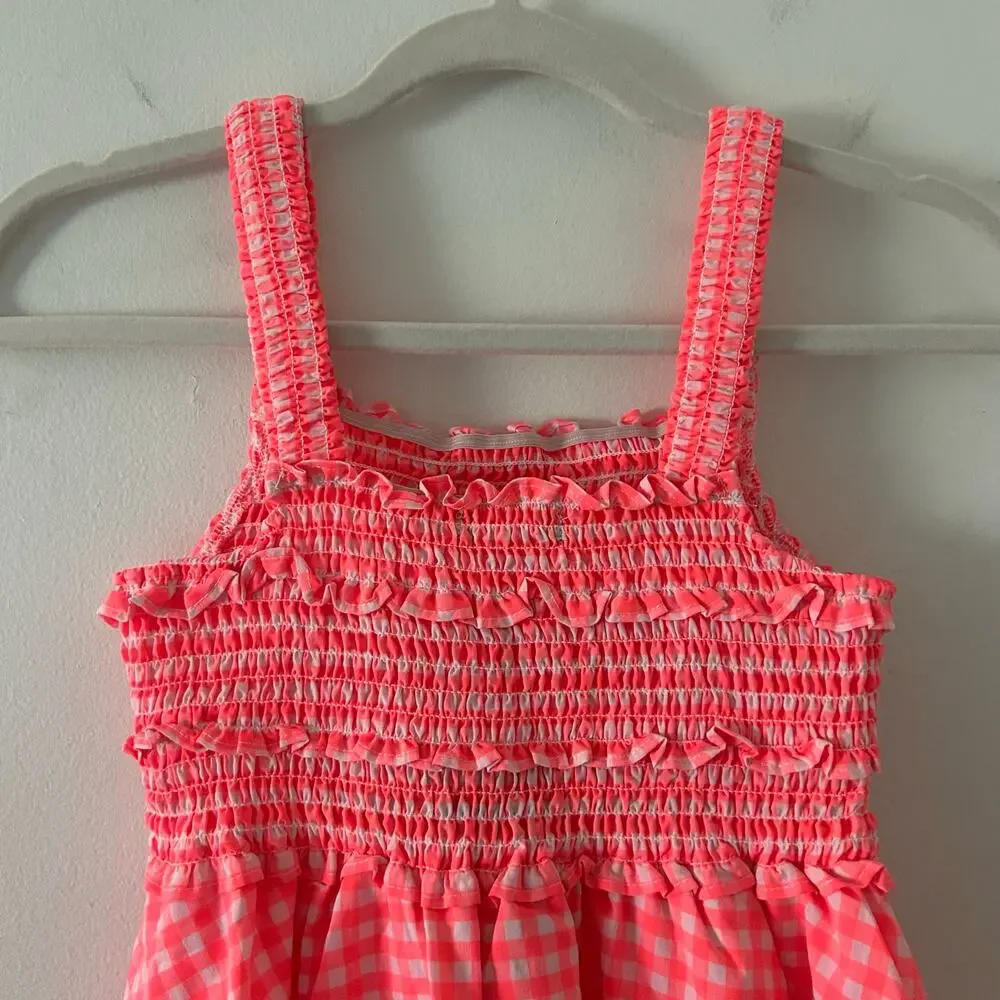 Andy & Evan Girl's Smocked Lined Check Sleeveless Sundress Medium 10 New